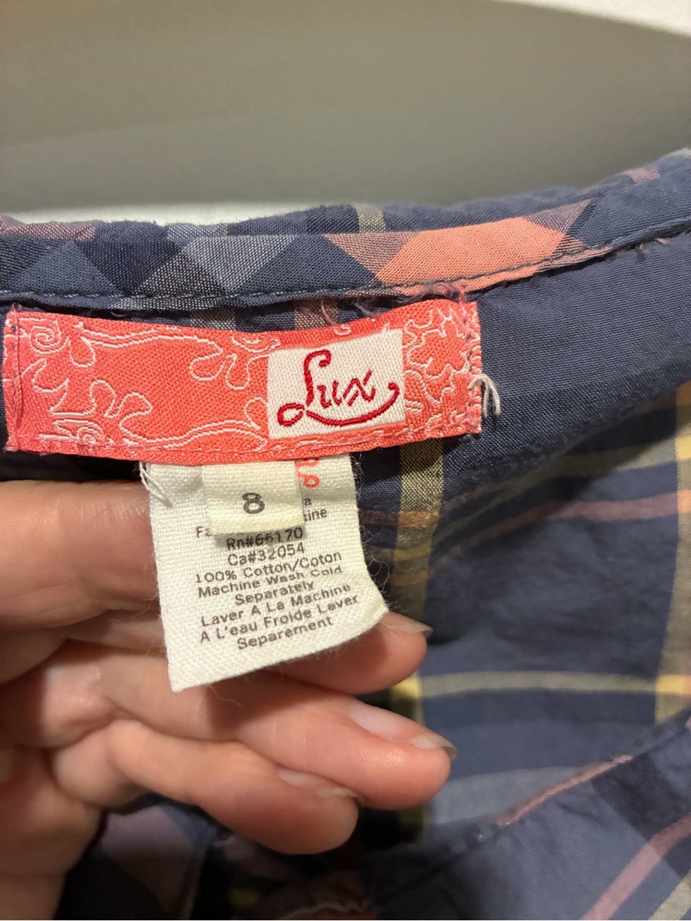 Lux Plaid Tartan Cotton Dress Peter Pan Collar Size 8 - Picture 3 of 7